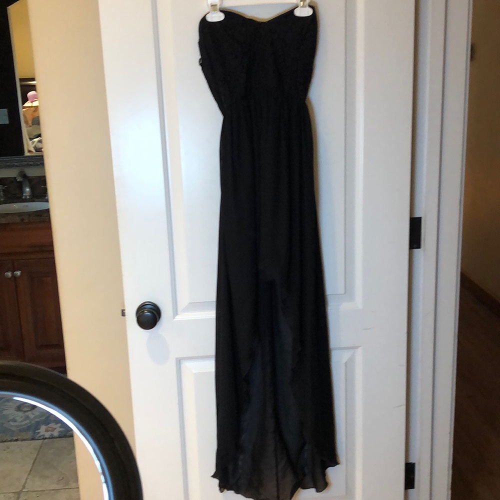 Windsor Black Lace Strapless High Low Dress. Size Small.
